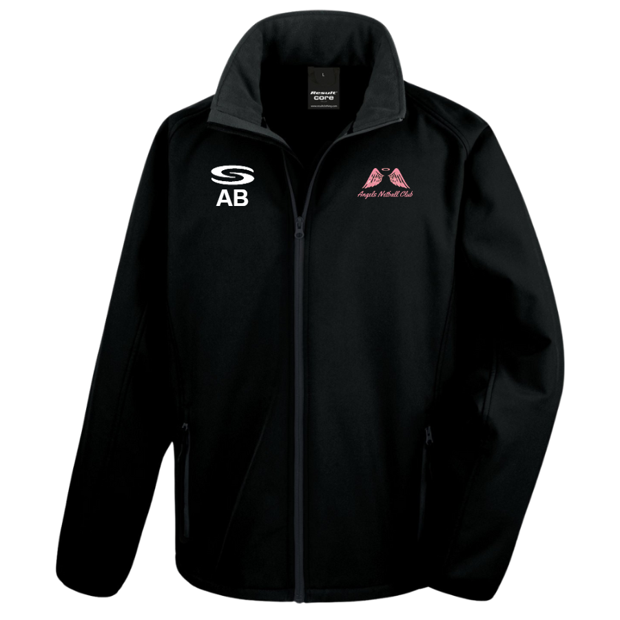 Angels Netball Club - Core+ Softshell Jacket - Black | Serious Sport